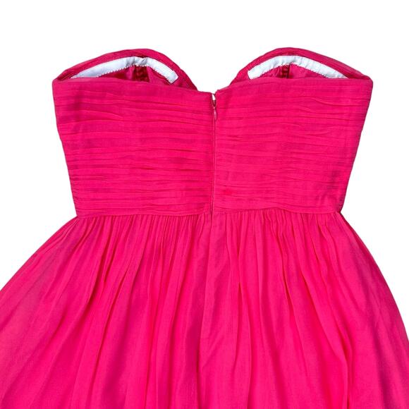 Donna Morgan 100% Silk Pink Sweetheart Strapless Mini Formal Bridesmaid Dress - Picture 4 of 7